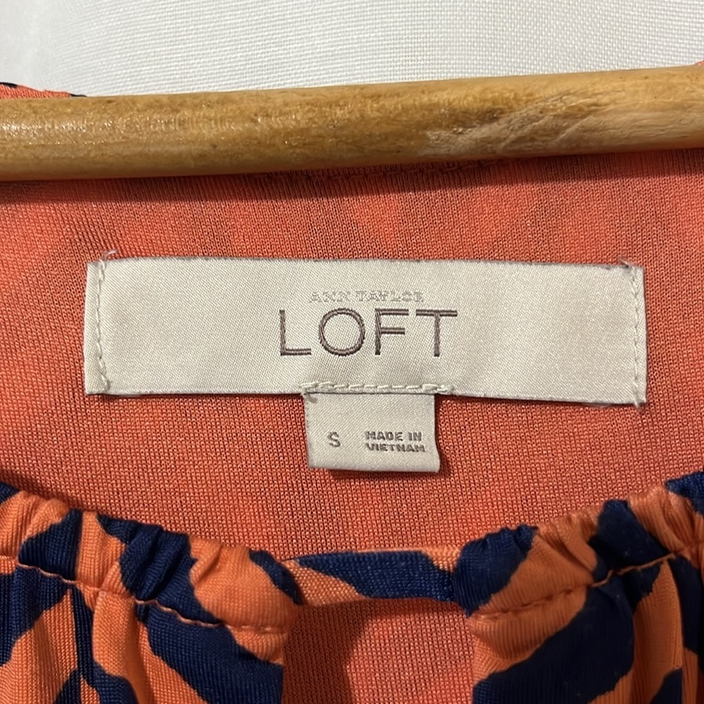 Loft Orange with Blue Striped Halter Maxi Dress a307 - Picture 4 of 6